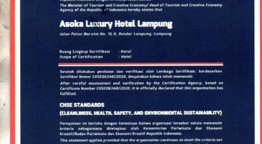 Asoka Luxury Hotel Bandar Lampung Exterior photo